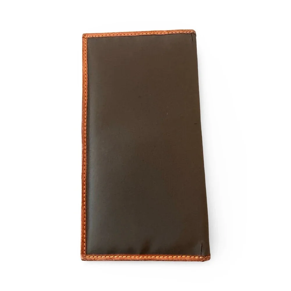 Hunting World ElephanGreen/Tan Wallet Vachetta Leather Nylon Good Vintage Patina